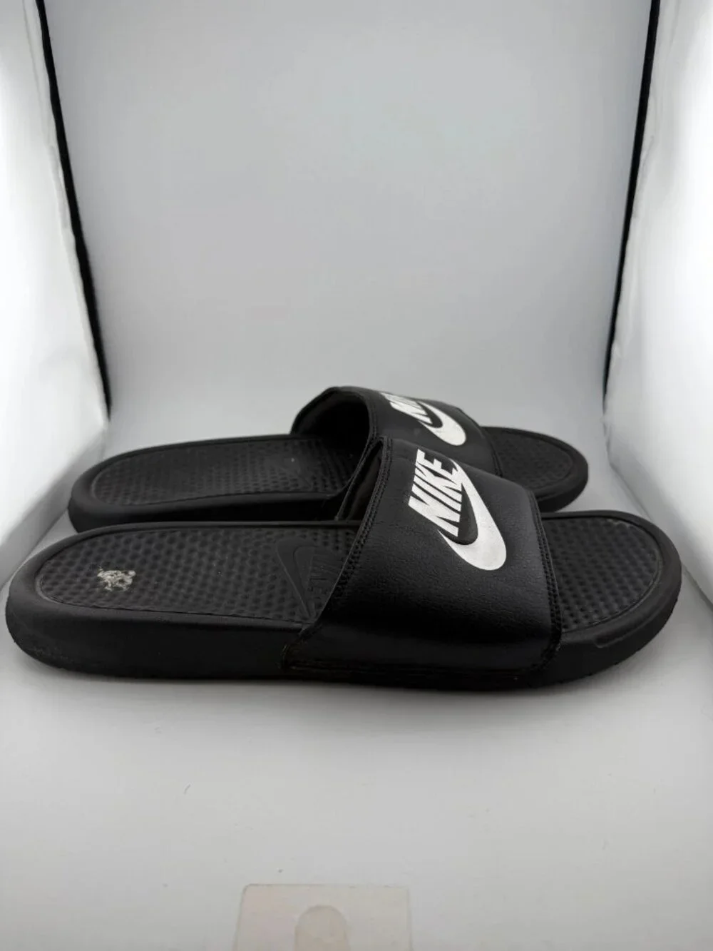 Nike Benassi JDI Mens Classic Slides Black White Logo Swoosh Size 13